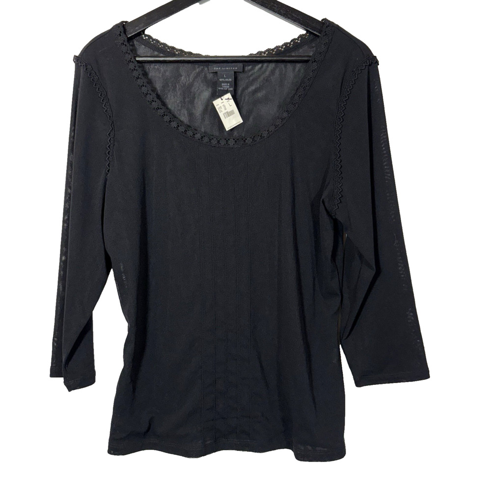 Y2K Mesh Top The Limited Fairy Grunge Large Black Witchy Goth Sheer Vintage